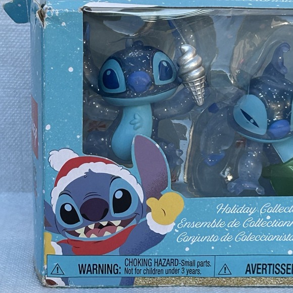 Disney Lilo & Stitch Holiday Christmas Collector Set BLUE LIMITED-EDITION 2" NIB - Picture 3 of 8